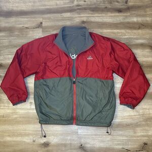 Vintage Adidas ORIGINAL Embroidered Red Olive Army Green Track Jacket Coat Men M